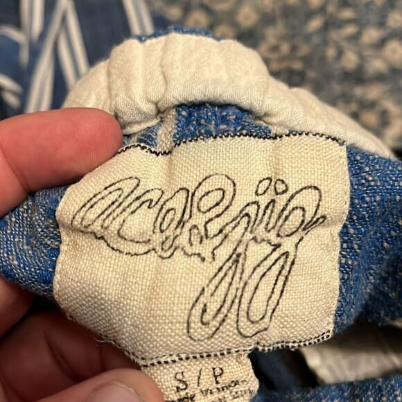 Ace & Jig Atlantic Blue White Stripe Boho Cropped Contemporary Pull-On Pants - Picture 10 of 10